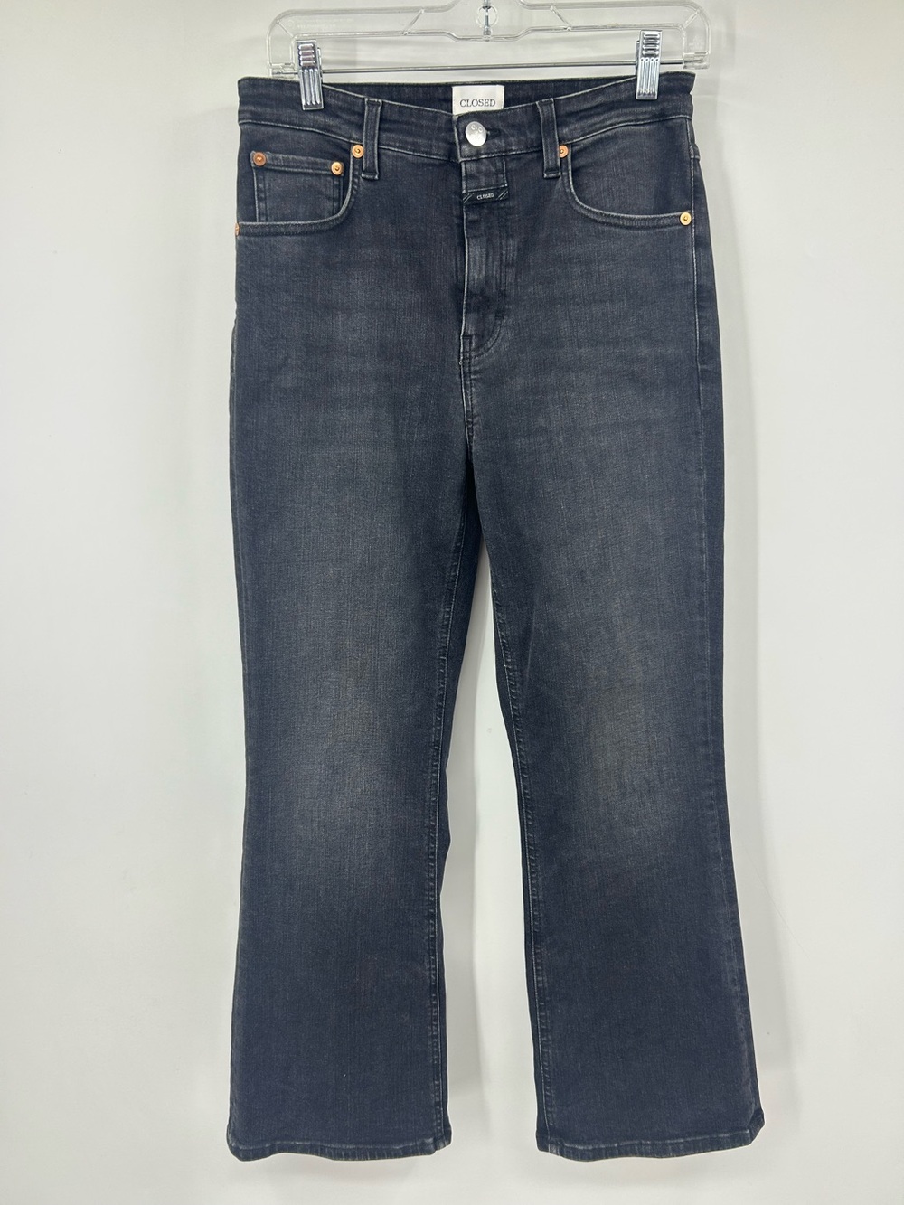 Closed High Rise Straight Leg Denim Jeans Dark Gray Made In Italy Size 29